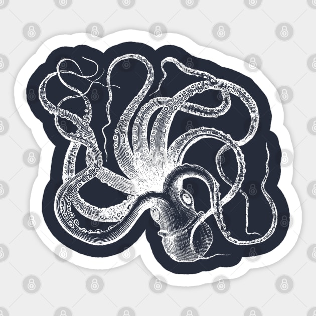 Vintage Octopus Kraken under the Sea Engraving Sticker by Beltschazar